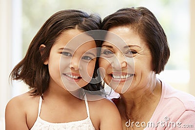 Hispanic grandmother and granddaughter Stock Photo