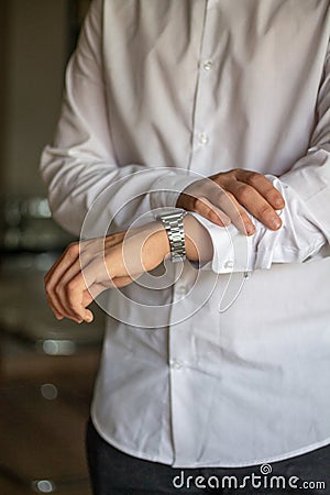 Portrait of good-looking young man entrepeneur working in house Stock Photo