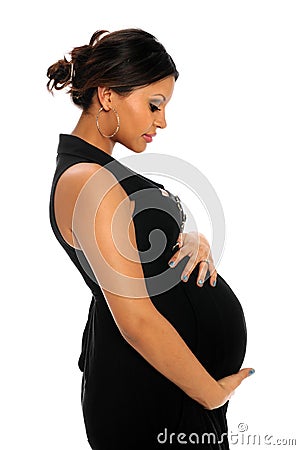 Hispanic Pregnant Woman Stock Photo