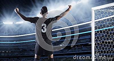 Hispanic Soccer Player Celebrating a Goal Stock Photo