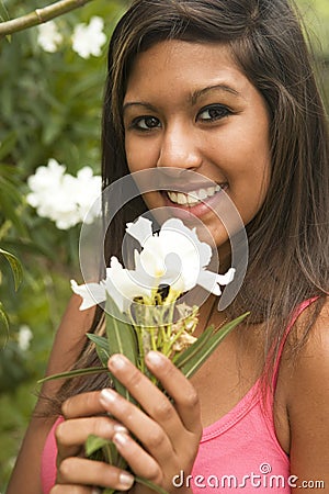 Hispanic teenage girl Stock Photo