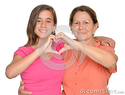 Hispanic teenage girl and her grandmother Stock Photo