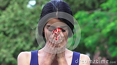 Hispanic Teenager Crying Stock Photo