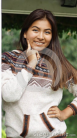 Hispanic Youthful Peruvian Female Stock Photo
