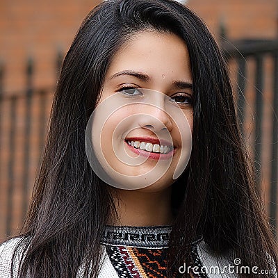 Hispanic Youthful Teen Female Stock Photo