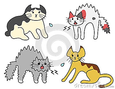 Hissing cats, scared cats Vector Illustration