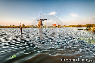 Historians Dutch windmills Stock Photo