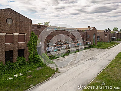 historic abandoned Kings Park Psychiatric Hospital. Stock Photo