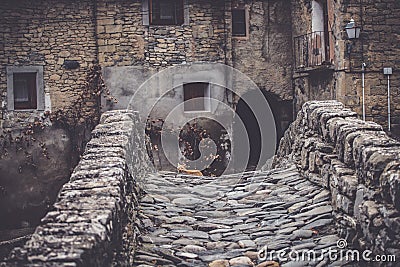 Historic ancient center of Montanana and surroundings, Spain Stock Photo