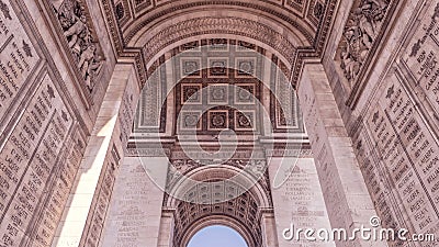 Historic Arc de Triomphe in Paris, France on a sunny day. Editorial Stock Photo