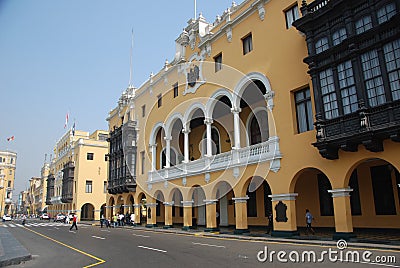 Historic area in Lima, Peru Editorial Stock Photo