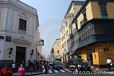 Historic area in Lima, Peru Editorial Stock Photo