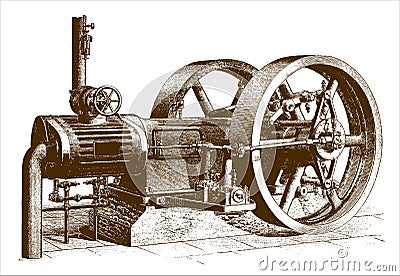 Historical automatic high-speed engine Vector Illustration