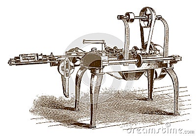 Historical automatic wire cutting and milling machine in side view Vector Illustration