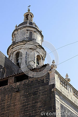 Historic bell tower in the city of Catania Stock Photo