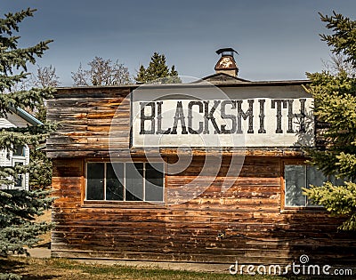 Historic blacksmith shop still in use Markerville Alberta Canada Editorial Stock Photo