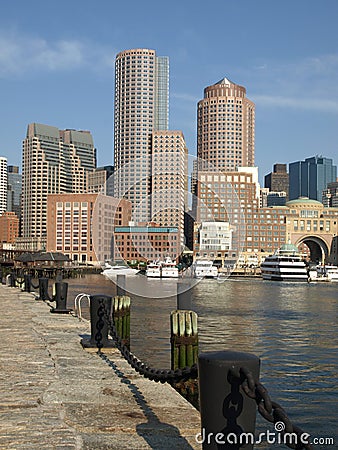 Historic Boston Harbor Waterfront vertical Stock Photo