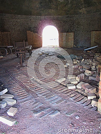 Historic Brick Beehive Dome Kiln Inside and Bricks Decatur Alabama Stock Photo