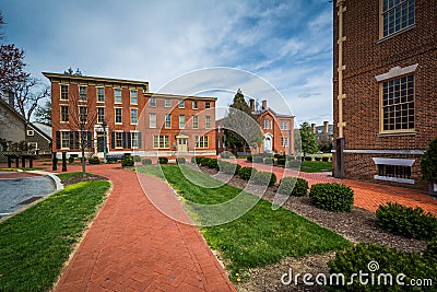 Historic brick buildings in downtown Dover, Delaware. Stock Photo