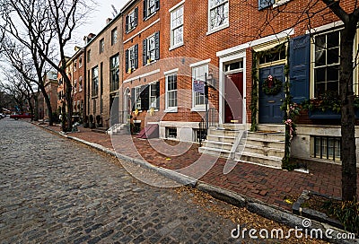 Historic Brick Buildings in Society Hill in Philadelphia, Pennsylvania Stock Photo