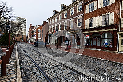 Historic Brick Buildings in Society Hill in Philadelphia, Pennsylvania Editorial Stock Photo