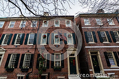 Historic Brick Buildings in Society Hill in Philadelphia, Pennsylvania Stock Photo