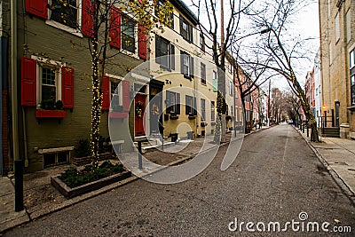 Historic Brick Buildings in Society Hill in Philadelphia, Pennsylvania Editorial Stock Photo