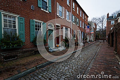 Historic Brick Buildings in Society Hill in Philadelphia, Pennsylvania Stock Photo