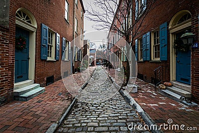 Historic Brick Buildings in Society Hill in Philadelphia, Pennsylvania Stock Photo