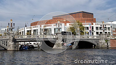 Historic bridge, The Blauwbrug, Amsterdam, Netherlands Editorial Stock Photo