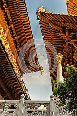 Historic Jingan Buddhist Temple in Shanghai, China Stock Photo