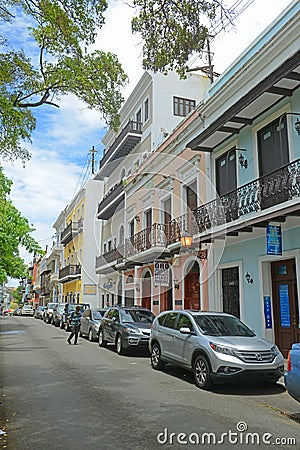 Historic building in Old San Juan, Puerto Rico Editorial Stock Photo