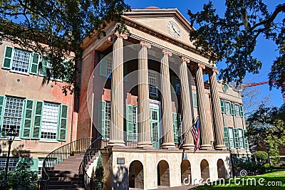 Historic Building on College Campus Stock Photo