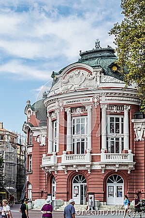 Historic building of Drama Theater in Varna, Bulgaria Editorial Stock Photo