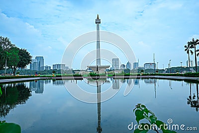Historic building of the Jakarta national park (monas), Indonesia Editorial Stock Photo