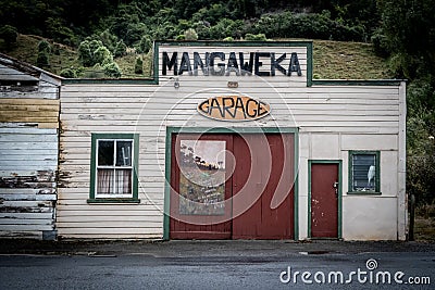 A historic building of mechanical workshop in small town of Mangaweka in New Zealand Editorial Stock Photo