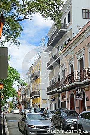 Historic building in Old San Juan, Puerto Rico Editorial Stock Photo