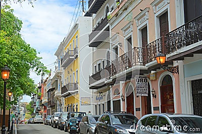 Historic building in Old San Juan, Puerto Rico Editorial Stock Photo