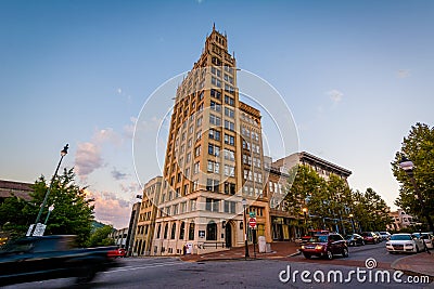 Historic building at Pack Square, in Asheville, North Carolina. Editorial Stock Photo