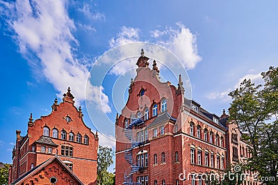 Historic building from the 19th century as part of the former barracks of the Prussian railway regiments Stock Photo
