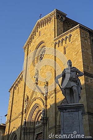 Arezzo, Tuscany: historic buildings. Duomo Editorial Stock Photo