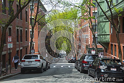 Historic Buildings on Beacon Hill, Boston, USA Editorial Stock Photo