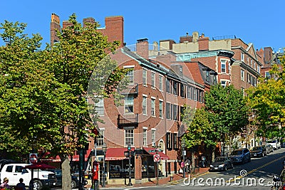 Historic Buildings on Beacon Hill, Boston, USA Editorial Stock Photo