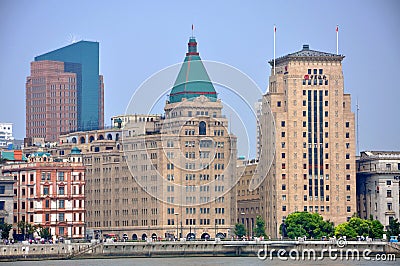 Historic Buildings in the Bund, Shanghai, China Editorial Stock Photo