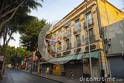 Calle de Tacuba Street in Mexico City, Mexico Editorial Stock Photo