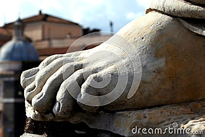 Rome Ruins in the center hystorical. Stock Photo