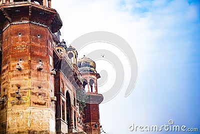 Historic buildings at the Chet Singh Ghat in Varanasi | Tourist Place Editorial Stock Photo