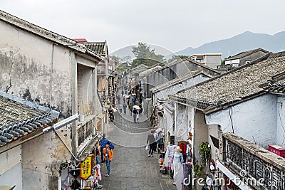 Historic buildings in Dapeng Fortress, located in the middle of Dapeng Peninsula in east Shenzhen. First built in Hongwu reign of Editorial Stock Photo