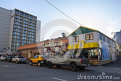 Historic buildings in downtown Anchorage, Alaska, AK, USA Editorial Stock Photo