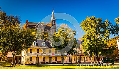 Historic buildings in Harpers Ferry, West Virginia. Editorial Stock Photo